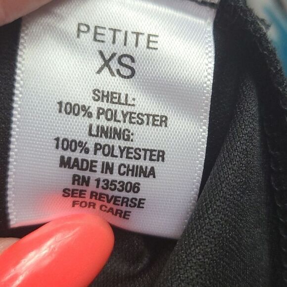 Roz & Ali Petite XS Purple Teal Aztec Flowy Short Sleeve Scarf Drape Tank Blouse - Picture 4 of 5